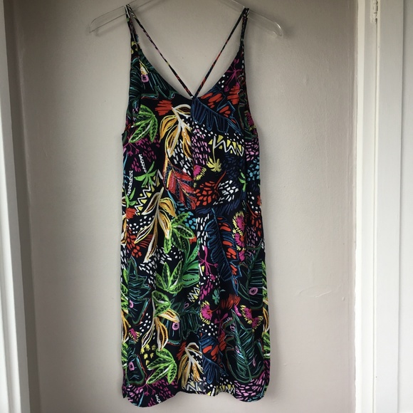 TOPSHOP Black Tropical Floral Slip Dress sz 2 - Picture 8 of 10